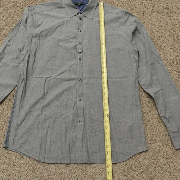 Diesel Mens XXL Gray Micro Dobby Cotton Long Sleeve Button Down Shirt Logo - Picture 8 of 11